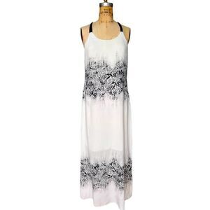 Touché Balnéaire White Black Pattern Sleeveless Maxi Dress S